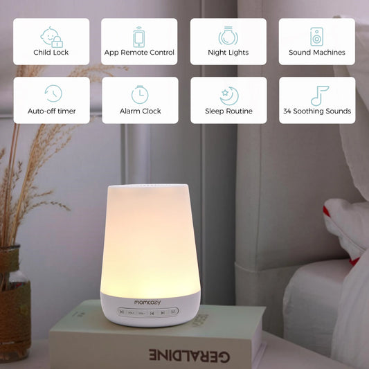 Baby Sound Machine, White Noise Machine with Night Light,Timer Baby Soother,34 Soothing Sounds, App Control,
