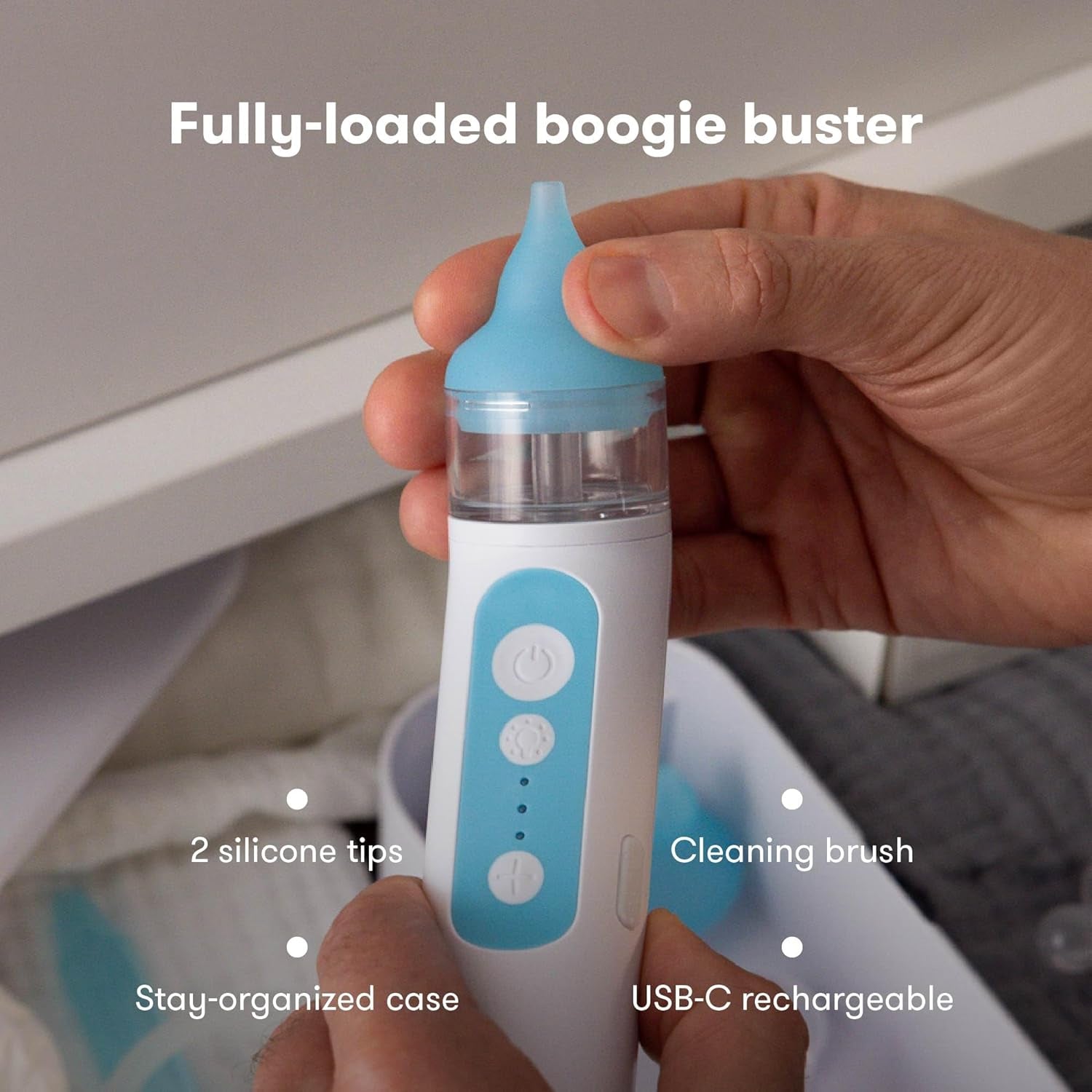 Frida Baby Electric Nosefrida Nasal Aspirator for Baby, Nose Sucker for Baby & Toddler, Upgraded Nasal Aspirator for Congestion + Allergy Relief with 3 Suction Levels, 2 Silicone Tips, USB