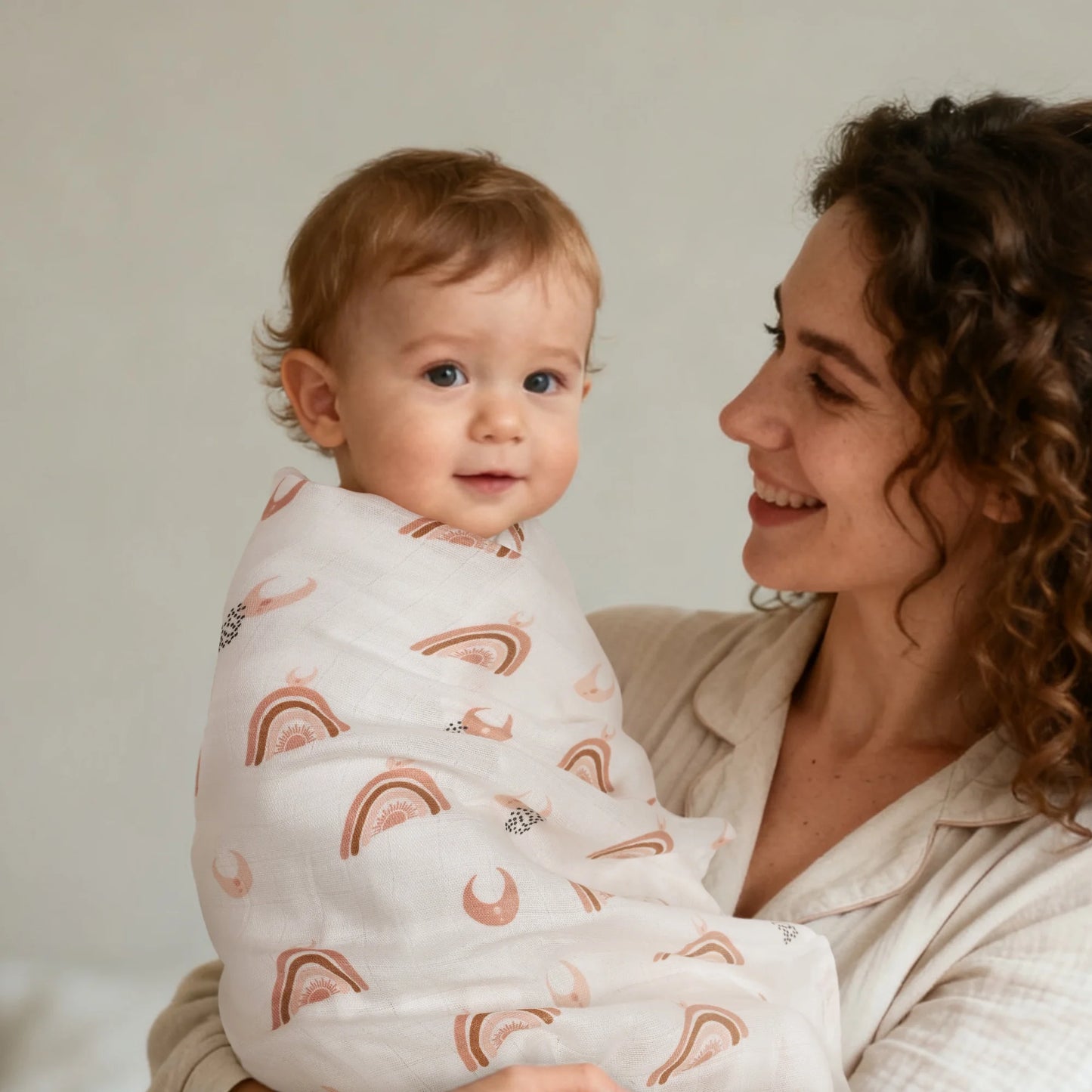 Muslin Organic Cotton Swaddle Blankets 6-Pack for Newborn Infant Girls and Boys, Sun and Moon