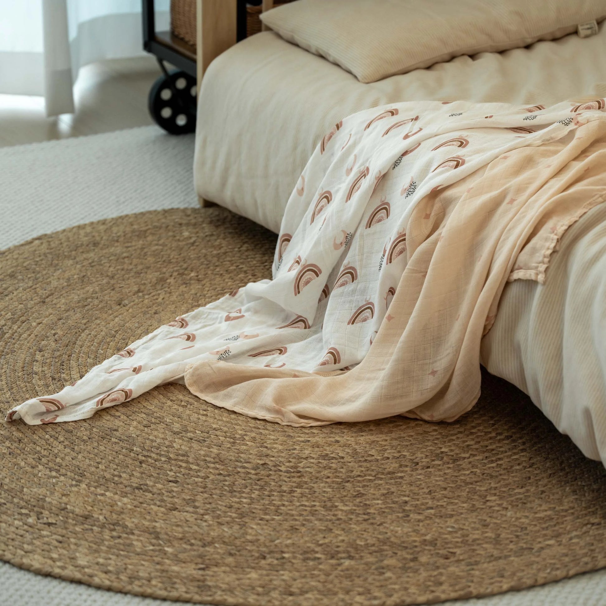 Muslin Organic Cotton Swaddle Blankets 6-Pack for Newborn Infant Girls and Boys, Sun and Moon